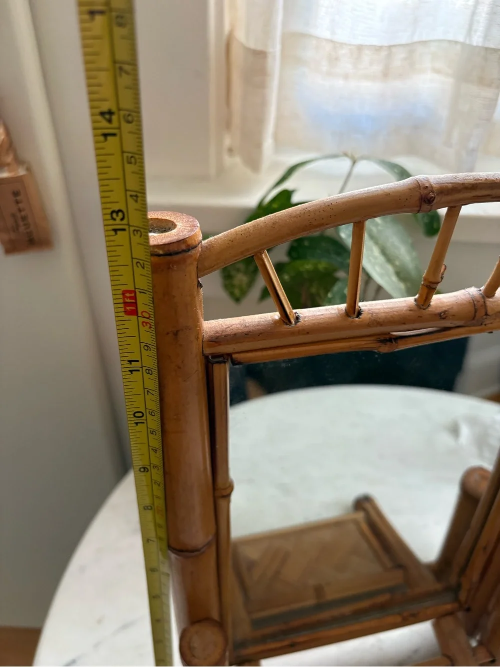 Vintage Liberty Bamboo Table Mirror in Natural Tan 1920s France Boho MCM
